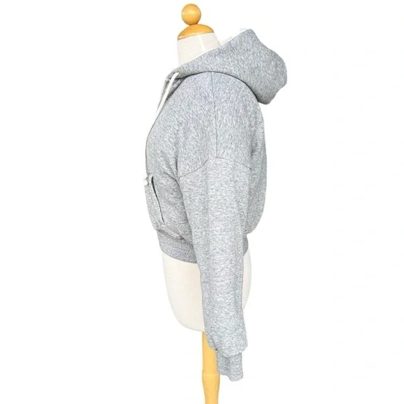 Madewell MWL Reversible Puffer Hoodie Jacket Gray Cream XXS Cropped Thick GUC